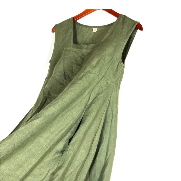 Linenbee “Mary Lou” Pinafore Smock Handmade Sustainable Linen Dress - Picture 3 of 6